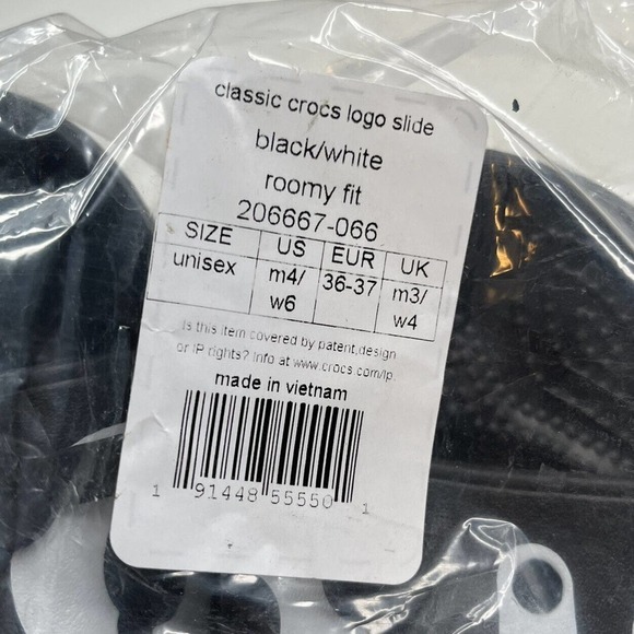 NEW Crocs Classic Logo Slide Rubber Sandals Size 6 Women's Black Roomy Fit - Picture 3 of 7